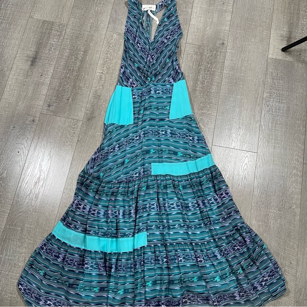 Yaya Aflalo Silk Maxi dress racer back printed size S